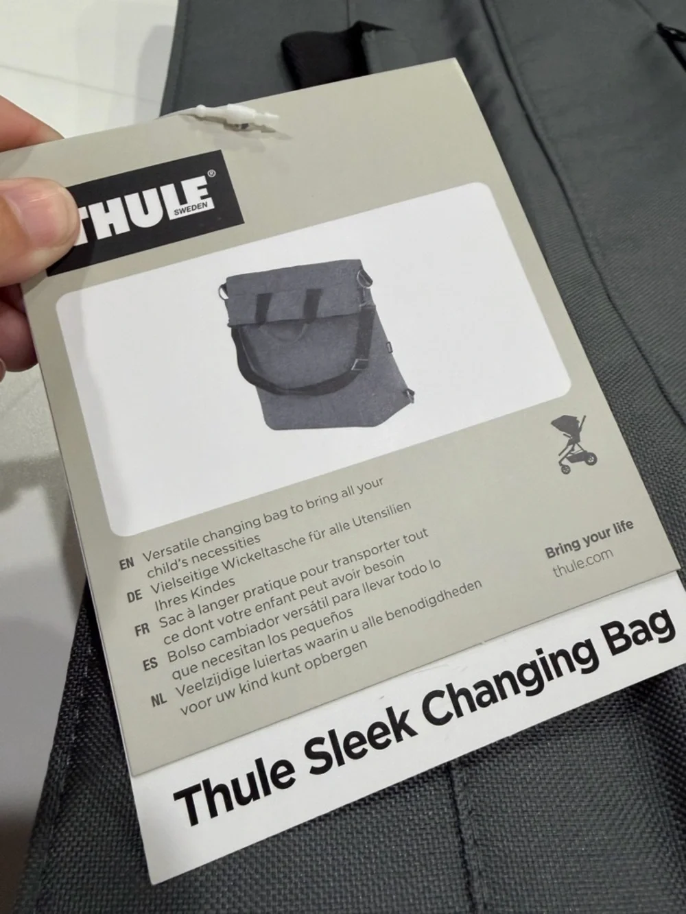 Thule Sleek Changing Bag Shadow Grey NWT Convertible Shoulder Bag Backpack